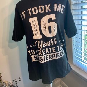 Port and Company Black Short Sleeve Tee/16 year birthday.